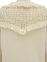 カシミアデザインCCマークボタンフリンジカーディガン アイボリー