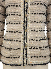 2005年製 レースデザインCCマークボタンカーディガン ベージュ/マルチ