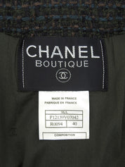 1998年製 ツイードCCマークボタンセットアップ ダークグリーン/マルチ