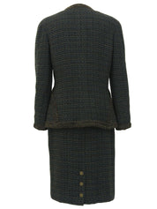 1998年製 ツイードCCマークボタンセットアップ ダークグリーン/マルチ