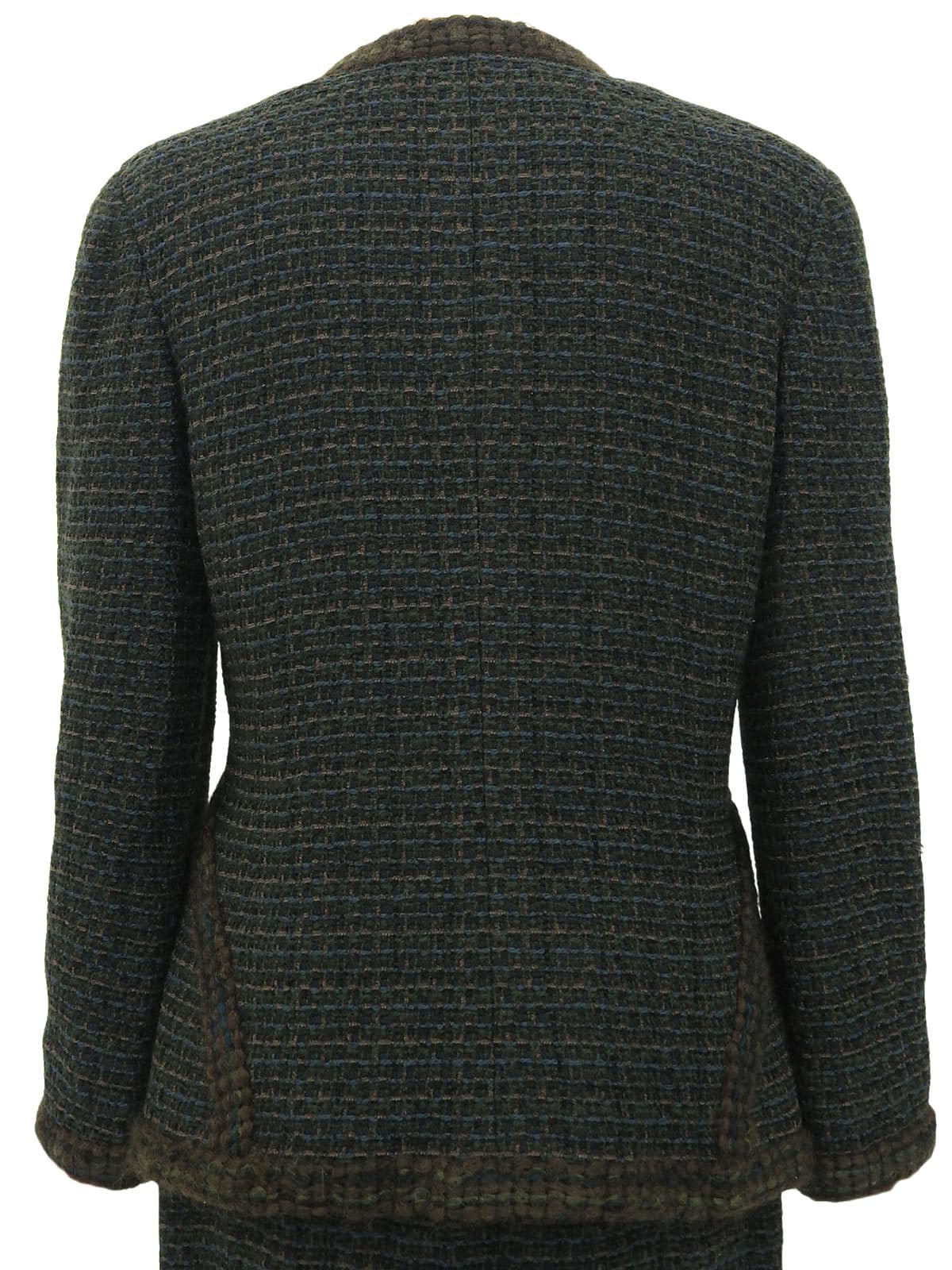 1998年製 ツイードCCマークボタンセットアップ ダークグリーン/マルチ