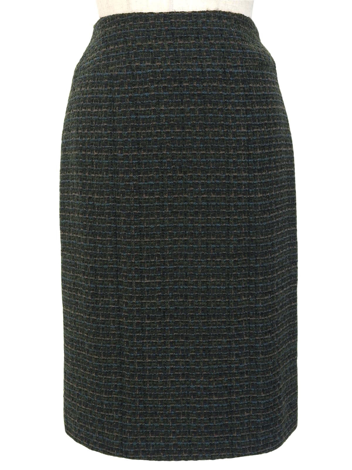 1998年製 ツイードCCマークボタンセットアップ ダークグリーン/マルチ