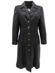 2001年製 レザーCCボタンロングコート ブラック