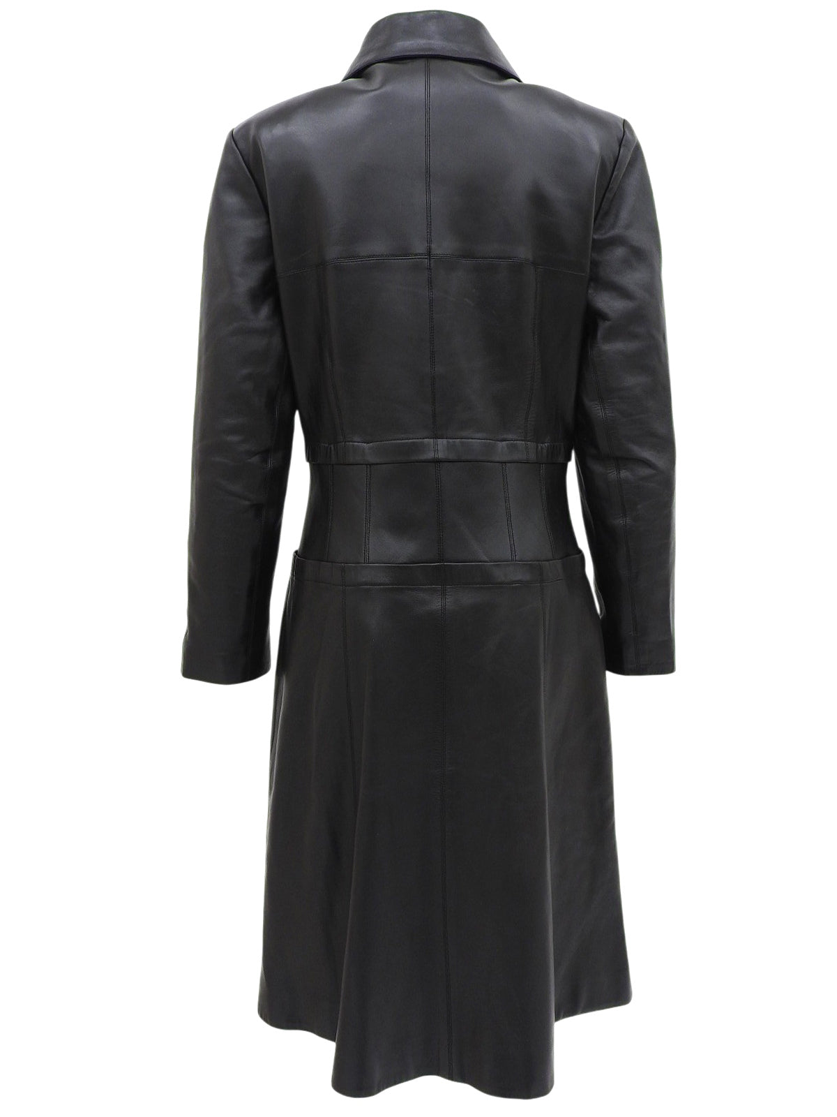 2001年製 レザーCCボタンロングコート ブラック