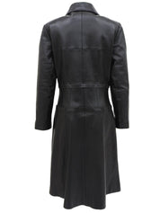 2001年製 レザーCCボタンロングコート ブラック