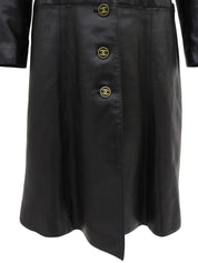 2001年製 レザーCCボタンロングコート ブラック