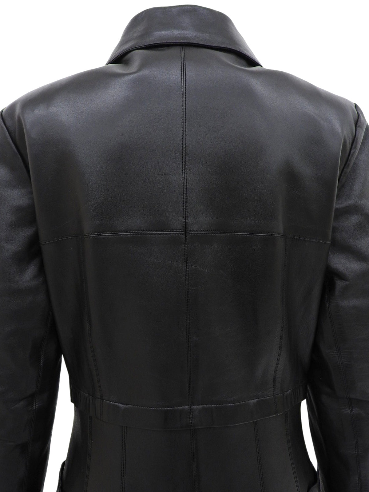 2001年製 レザーCCボタンロングコート ブラック