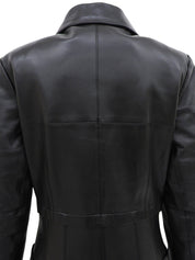 2001年製 レザーCCボタンロングコート ブラック