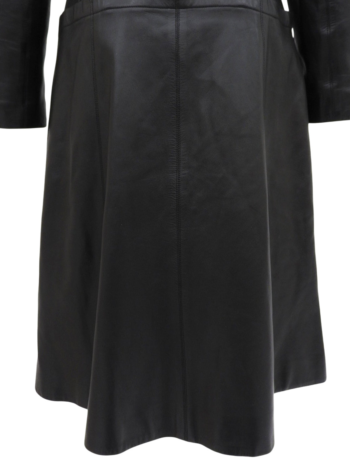 2001年製 レザーCCボタンロングコート ブラック