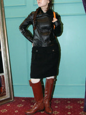 カーフスキンCCマークライダースジャケット ブラック