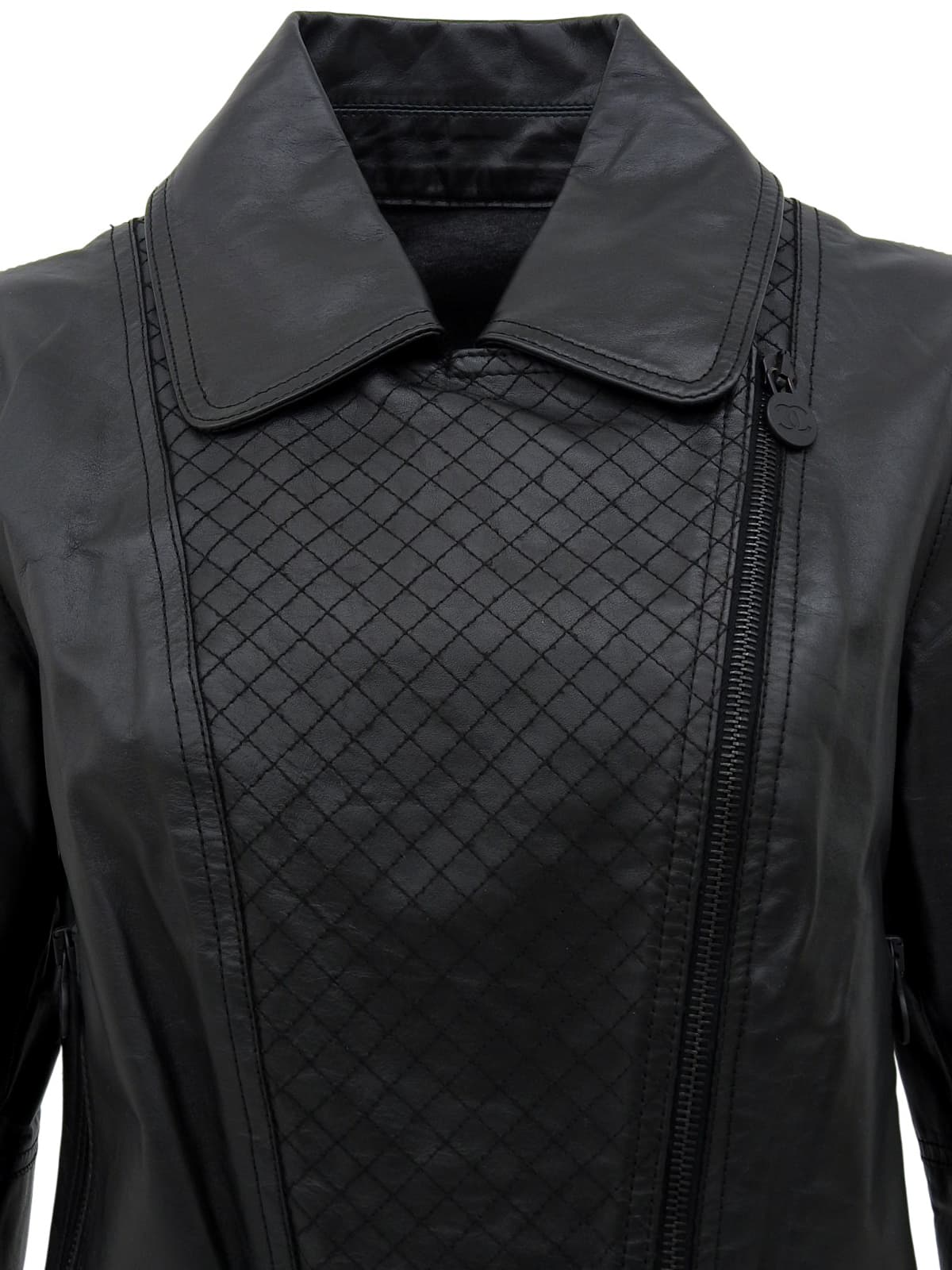 カーフスキンCCマークライダースジャケット ブラック