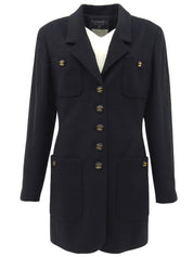 1993年製 カシミアCCマークボタンコート ブラック