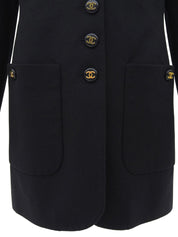 1993年製 カシミアCCマークボタンコート ブラック