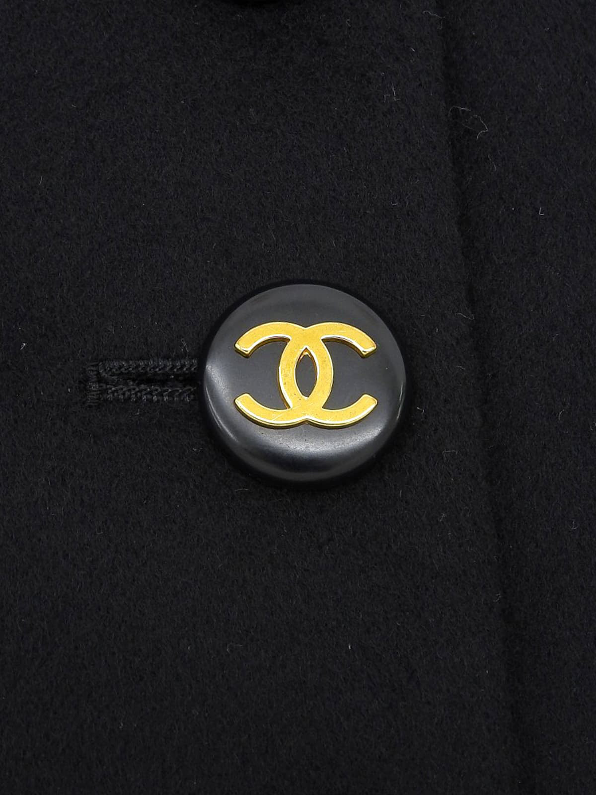 1993年製 カシミアCCマークボタンコート ブラック