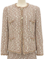 2006年製 ツイードCCマークボタンセットアップ ベージュ/ホワイト/マルチ