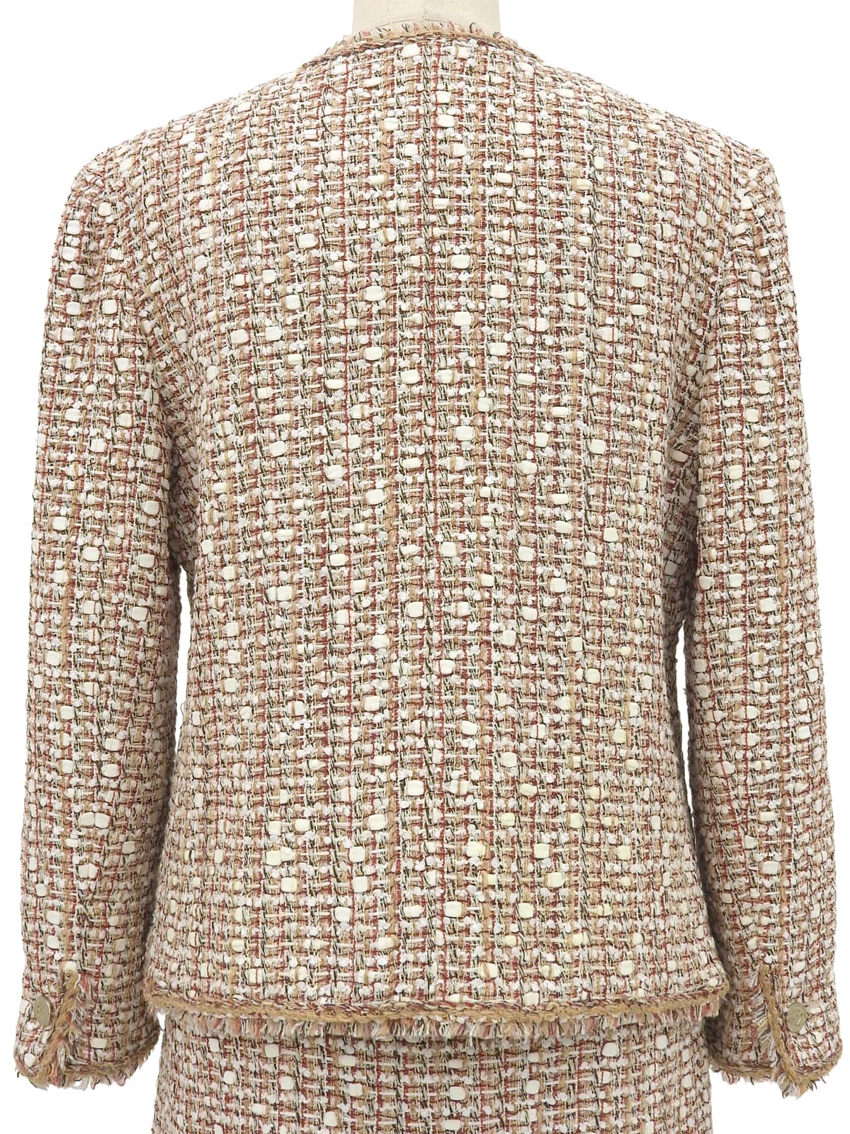 2006年製 ツイードCCマークボタンセットアップ ベージュ/ホワイト/マルチ