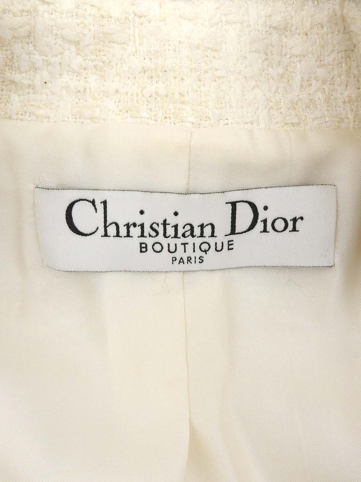 ファーパドロックロゴボタンロングコート ホワイト/ブラウン