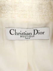 ファーパドロックロゴボタンロングコート ホワイト/ブラウン