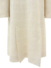 ファーパドロックロゴボタンロングコート ホワイト/ブラウン