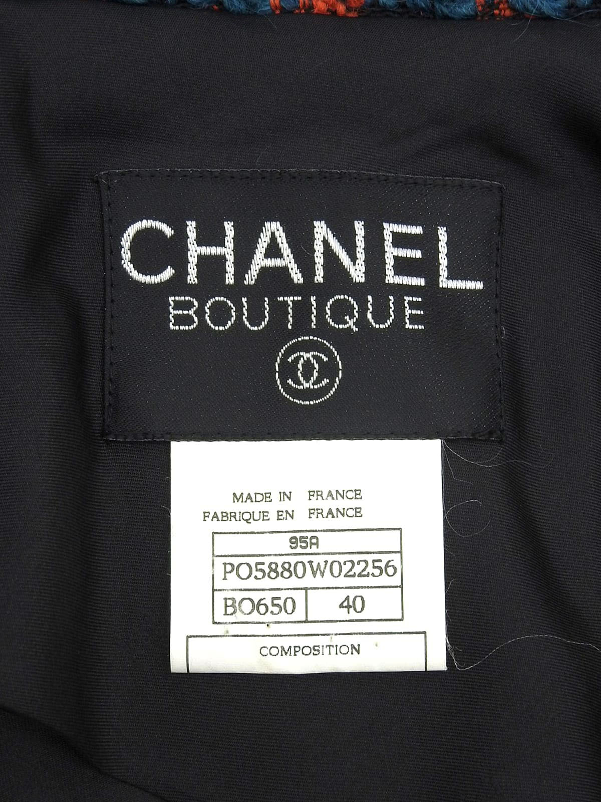 1995年製 チェックパターンCCマークボタンアンサンブル ブルー/レッド/ブラック