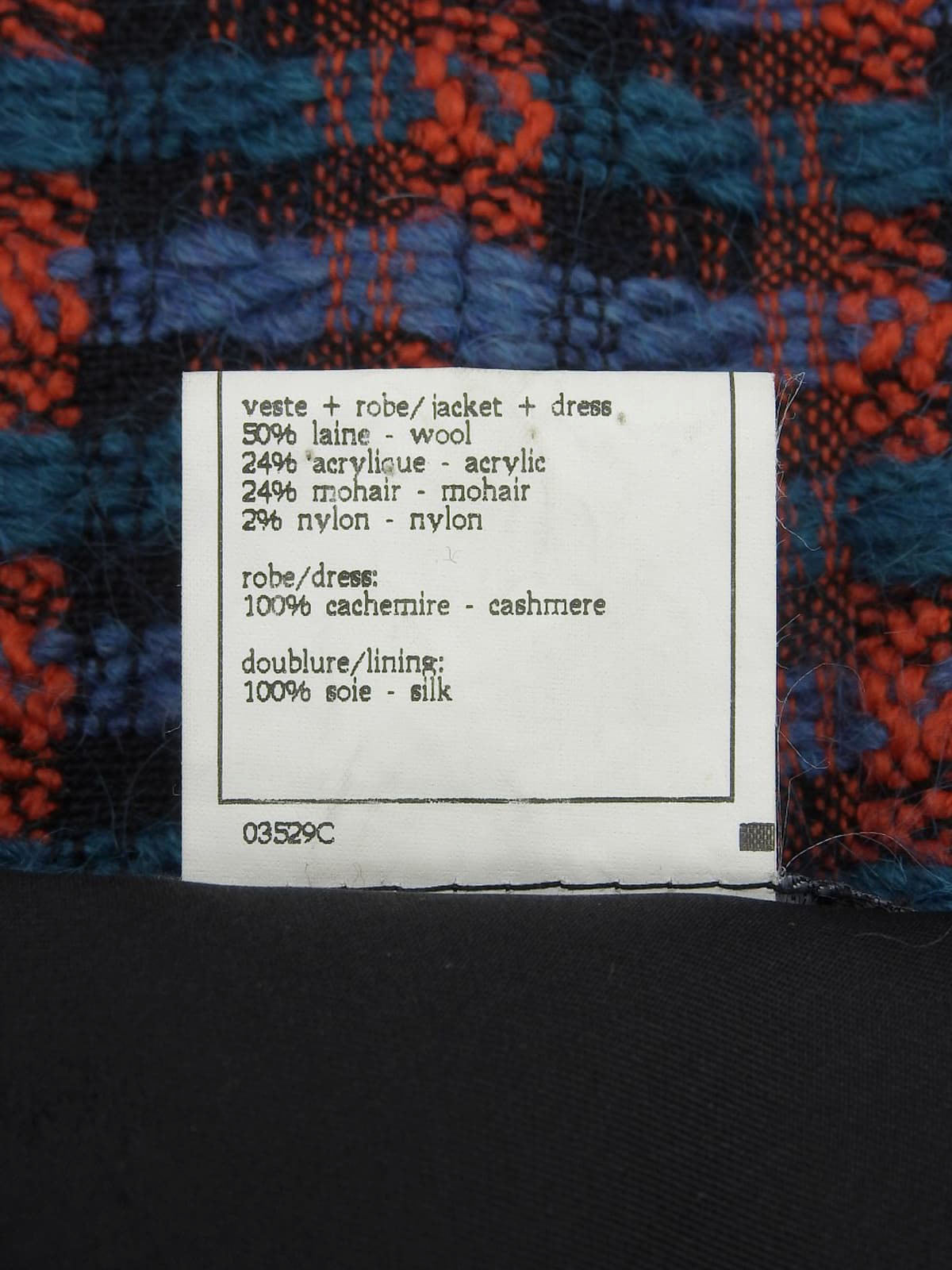 1995年製 チェックパターンCCマークボタンアンサンブル ブルー/レッド/ブラック