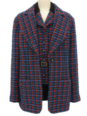 1995年製 チェックパターンCCマークボタンアンサンブル ブルー/レッド/ブラック