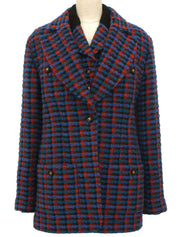 1995年製 チェックパターンCCマークボタンアンサンブル ブルー/レッド/ブラック