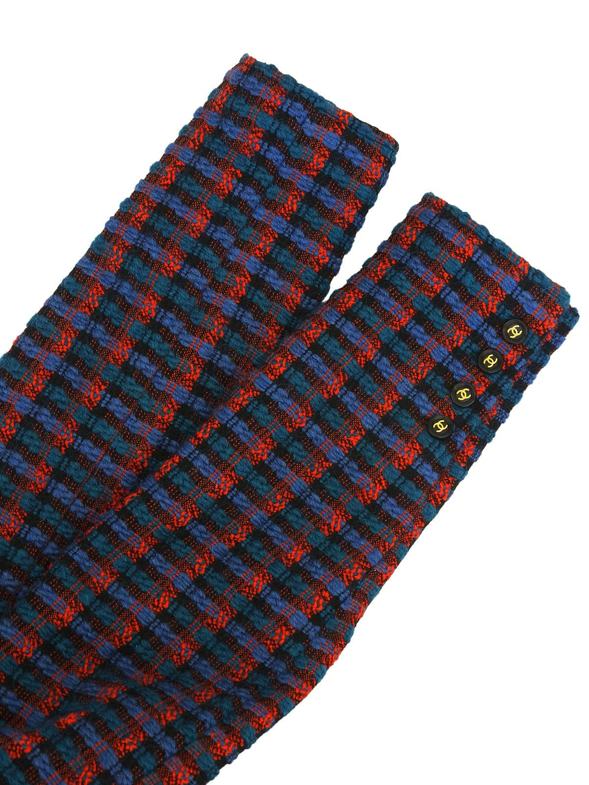 1995年製 チェックパターンCCマークボタンアンサンブル ブルー/レッド/ブラック