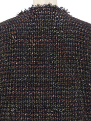 ツイードスパンコールグリポワボタンノーカラージャケット ブラック/マルチ