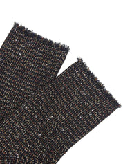 ツイードスパンコールグリポワボタンノーカラージャケット ブラック/マルチ