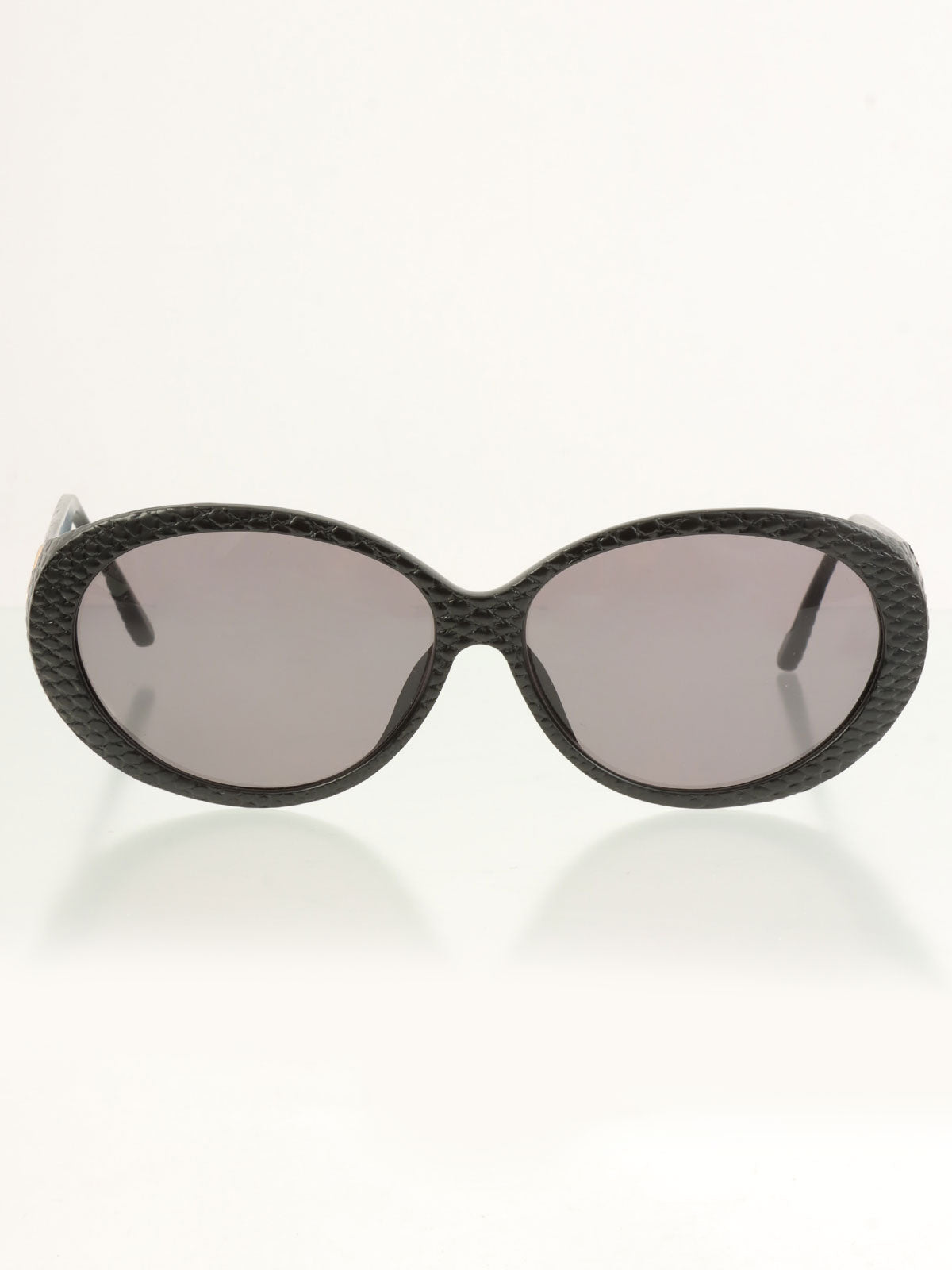 Crocodile Pattern Side Logo Plate Sunglasses in Black