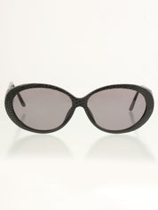 Crocodile Pattern Side Logo Plate Sunglasses in Black