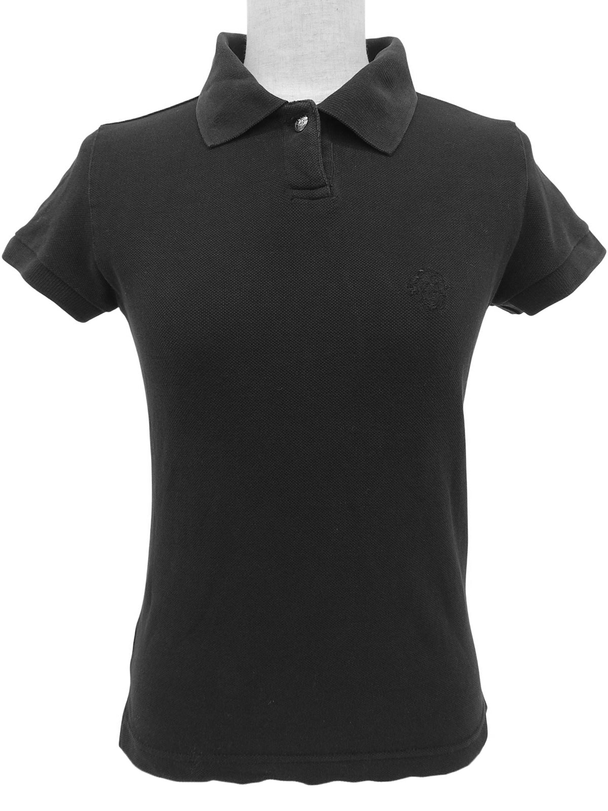 Medusa Embroidered Polo Shirt in Black