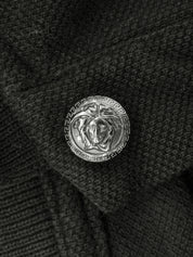 Medusa Embroidered Polo Shirt in Black