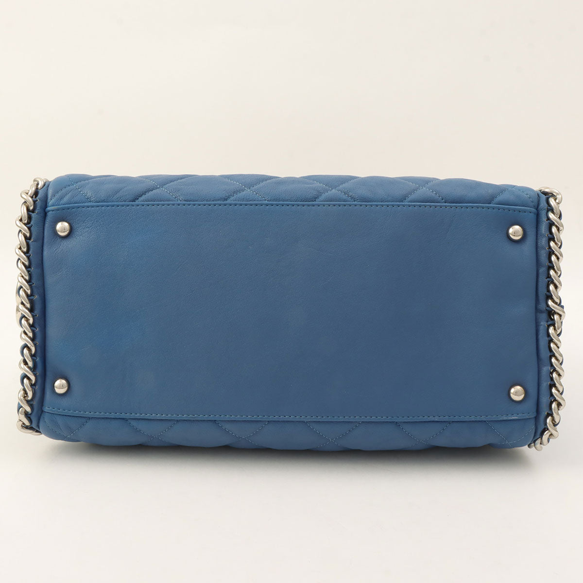Circa 2011 Matelassé Stitch CC Mark Charm Chain Shoulder Bag Light Blue