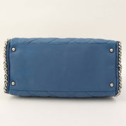 Circa 2011 Matelassé Stitch CC Mark Charm Chain Shoulder Bag Light Blue