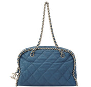 Circa 2011 Matelassé Stitch CC Mark Charm Chain Shoulder Bag Light Blue