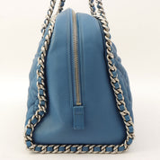 Circa 2011 Matelassé Stitch CC Mark Charm Chain Shoulder Bag Light Blue