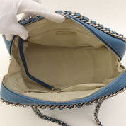 Circa 2011 Matelassé Stitch CC Mark Charm Chain Shoulder Bag Light Blue