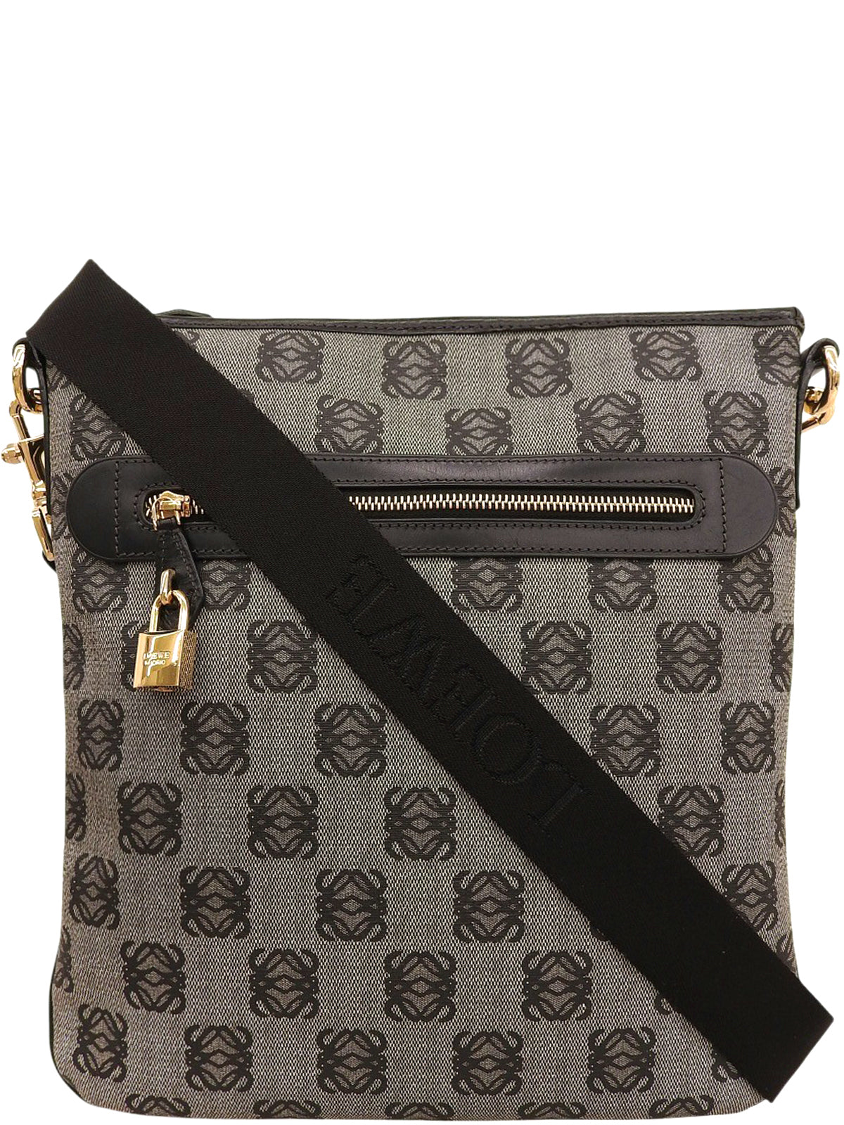 Anagram Pattern Shoulder Bag Black/Gray