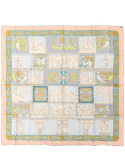 Carré 90 Torana Pattern Scarf in Light Blue/Salmon Pink/Multi