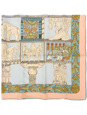 Carré 90 Torana Pattern Scarf in Light Blue/Salmon Pink/Multi