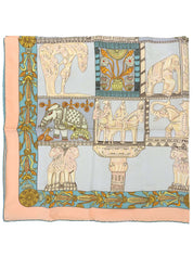 Carré 90 Torana Pattern Scarf in Light Blue/Salmon Pink/Multi