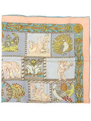 Carré 90 Torana Pattern Scarf in Light Blue/Salmon Pink/Multi