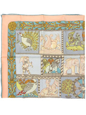 Carré 90 Torana Pattern Scarf in Light Blue/Salmon Pink/Multi