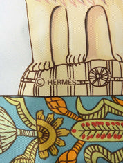 Carré 90 Torana Pattern Scarf in Light Blue/Salmon Pink/Multi