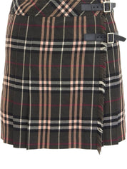ウールチェックパターンミニスカート カーキ/マルチ