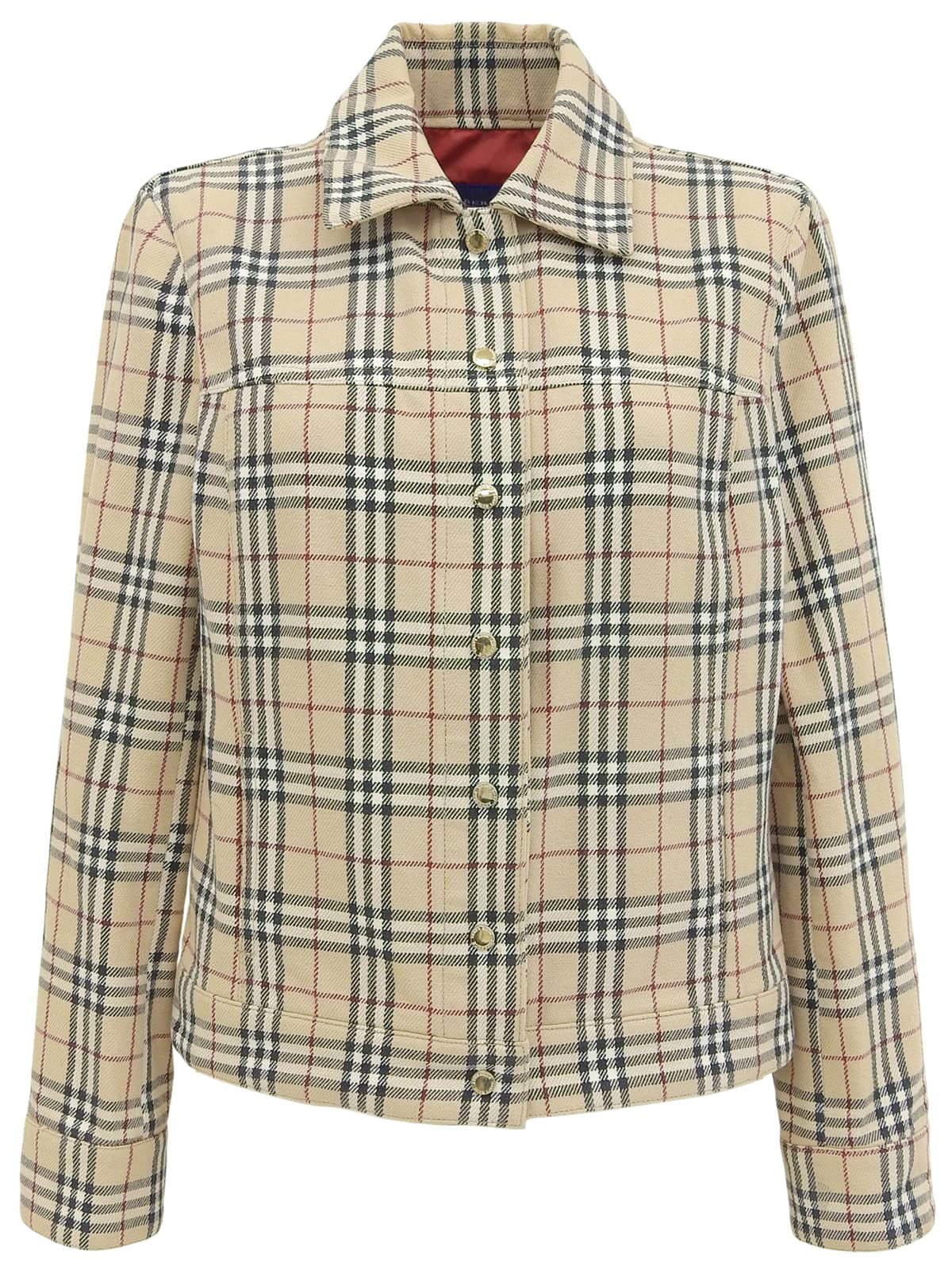 チェックパターンロゴボタンジャケット ベージュ/マルチ