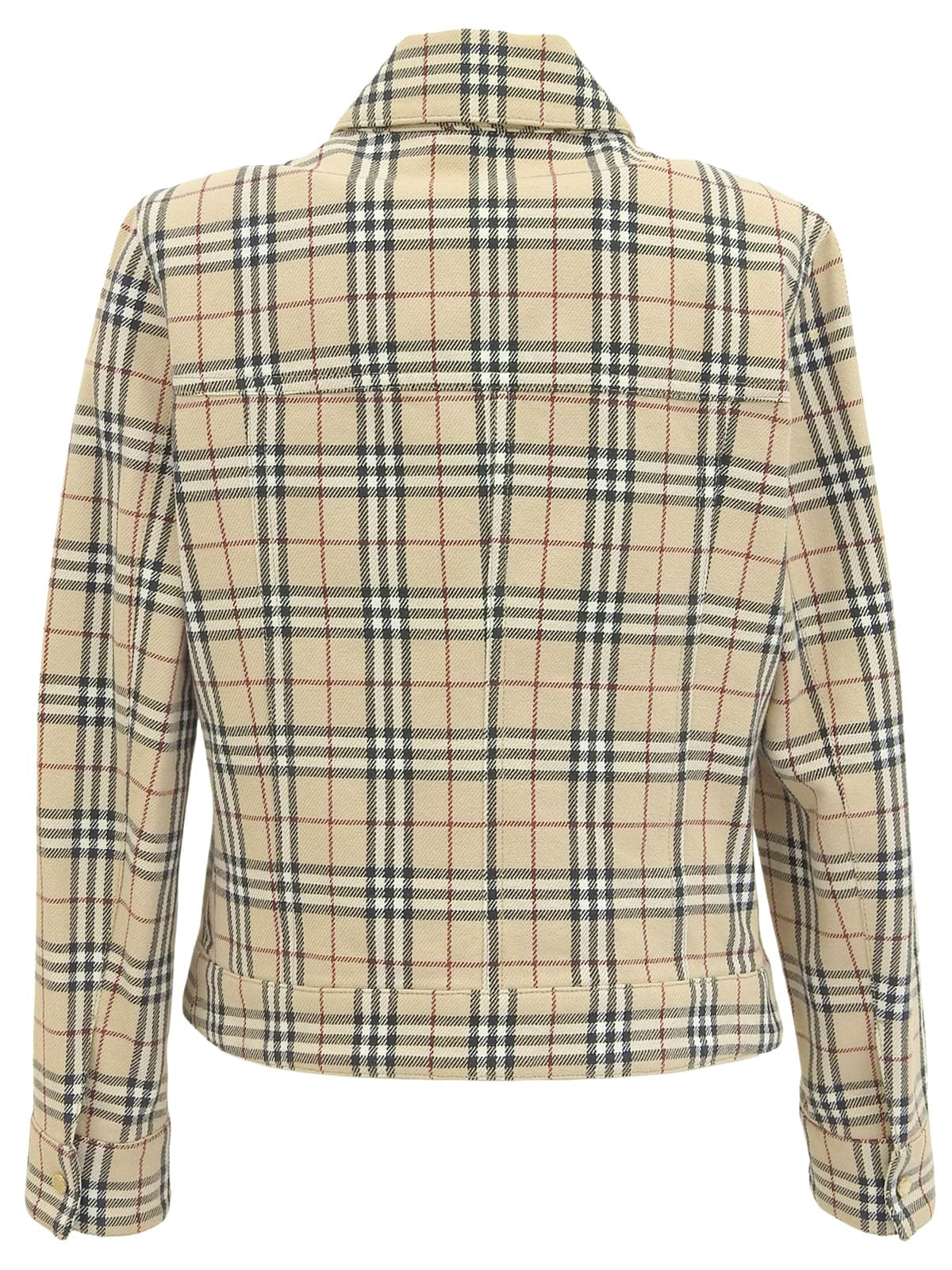 Check Pattern Logo Button Jacket in Beige/Multi