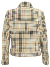 Check Pattern Logo Button Jacket in Beige/Multi